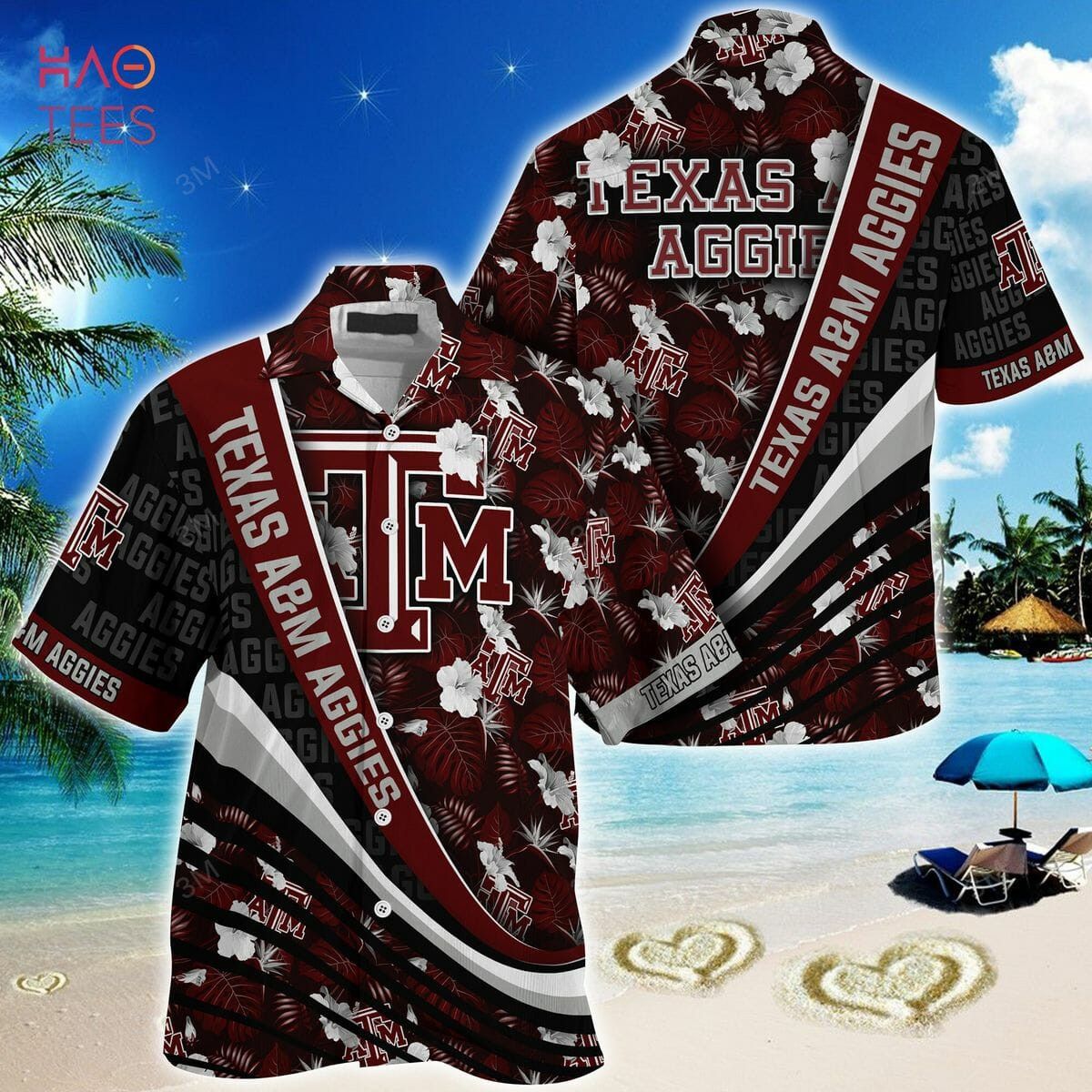 NCAA Texas A&M Aggies Maroon Black Hawaiian Shirt