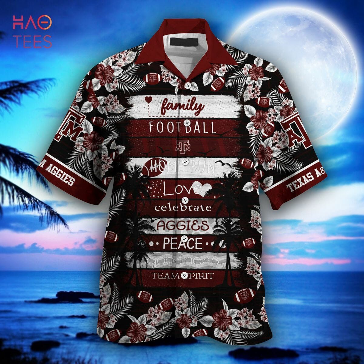 Ncaa Texas A&M Aggies Maroon Black Trendy Hawaiian Shirt Aloha Shirt