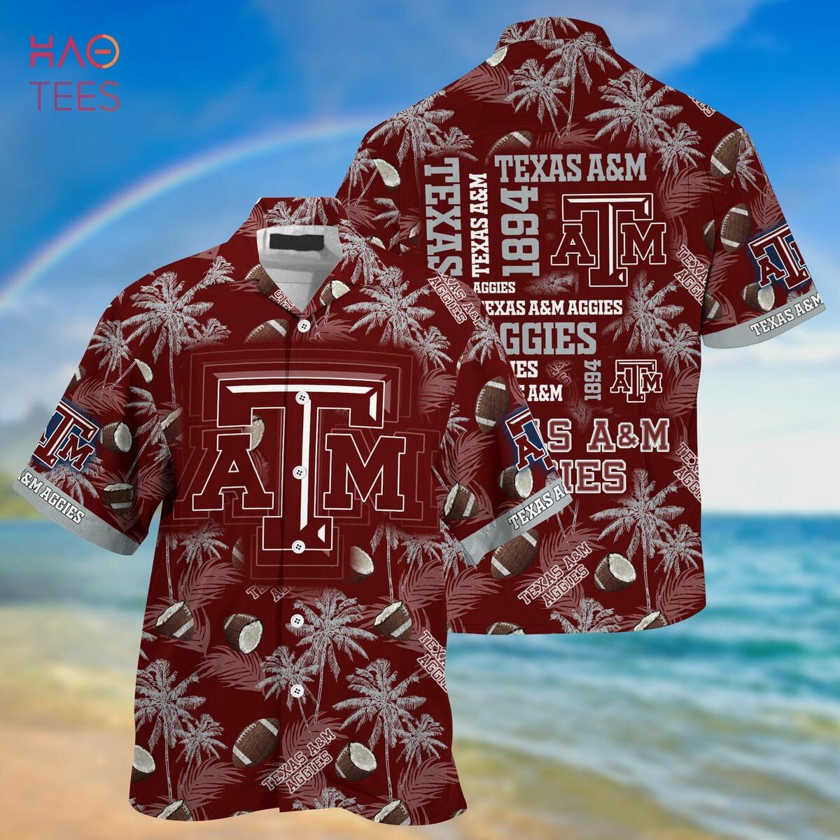 NCAA Texas A&M Aggies Maroon Grey Hawaiian Shirt