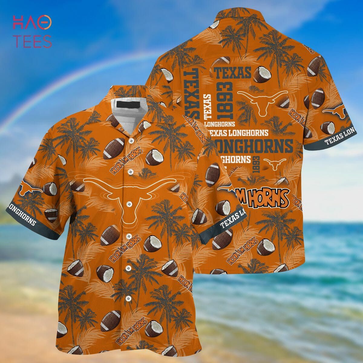 NCAA Texas Longhorns Coconut Orange Hawaiian Shirt Gift For Fans