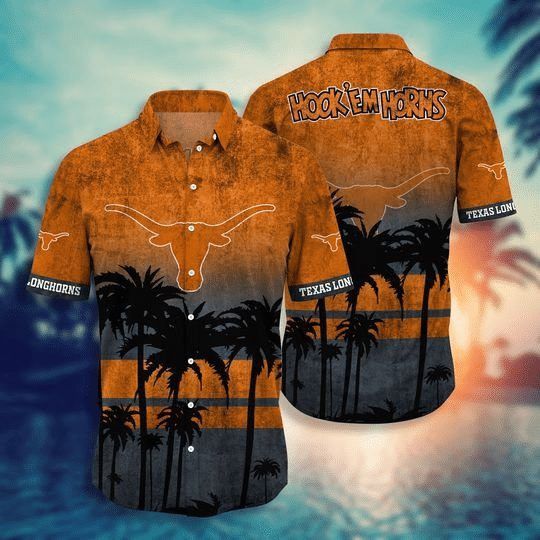Ncaa Texas Longhorns Coconut Tree Orange Trendy Hawaiian Shirt Aloha Shirt