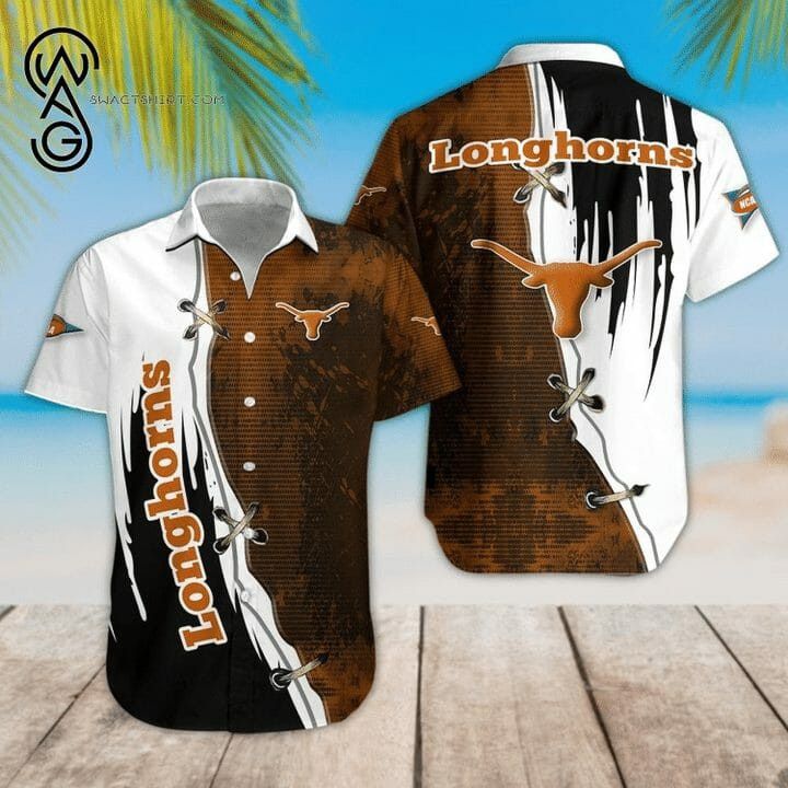 Ncaa Texas Longhorns Dark Orange White Trendy Hawaiian Shirt Aloha Shirt