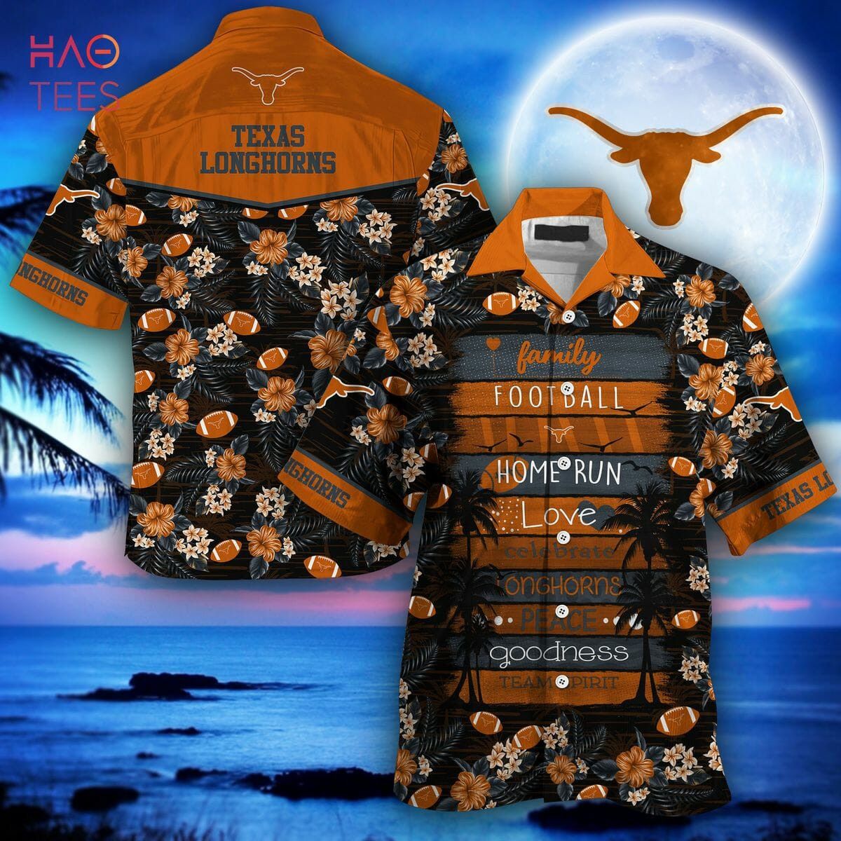 NCAA Texas Longhorns Orange Black Hawaiian Shirt