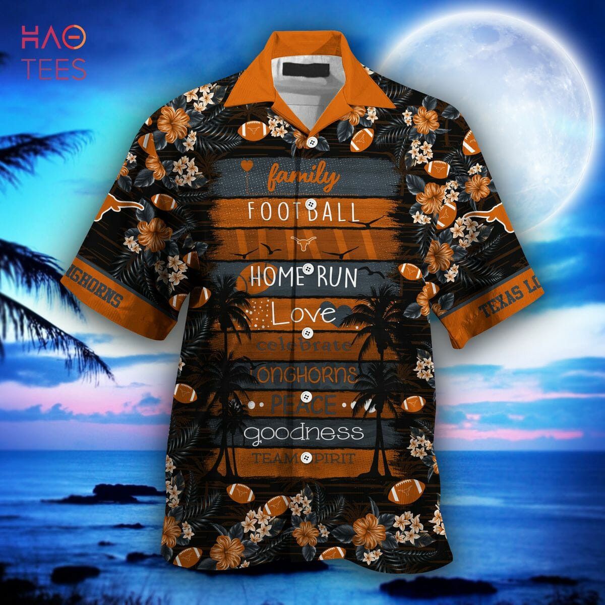 Ncaa Texas Longhorns Orange Black Trendy Hawaiian Shirt V2 Aloha Shirt