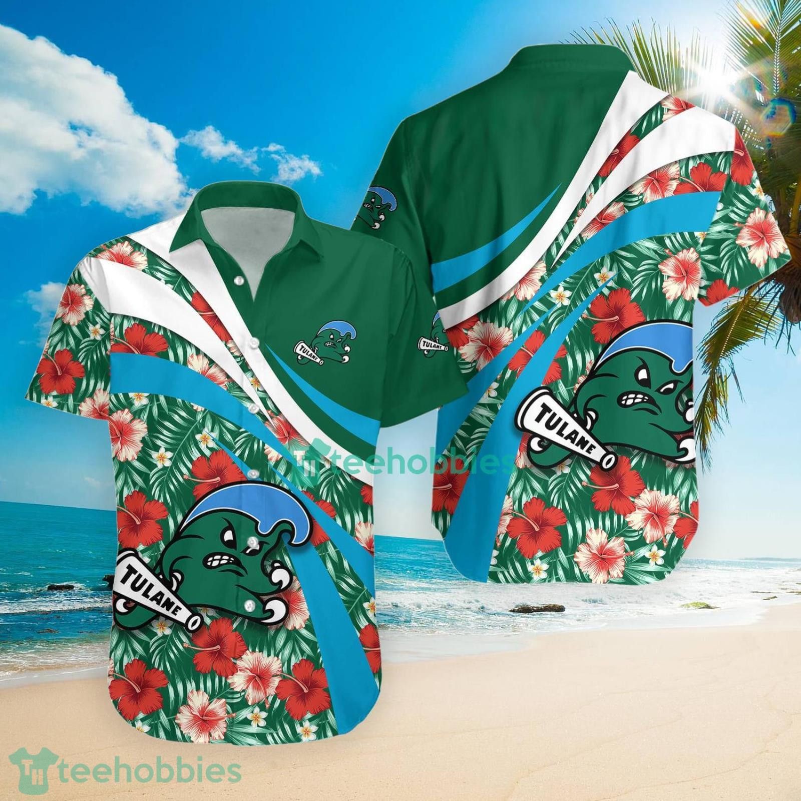 Ncaa Tulane Green Wave Hibiscus Tropical Flower Trendy Hawaiian Shirt Aloha Shirt