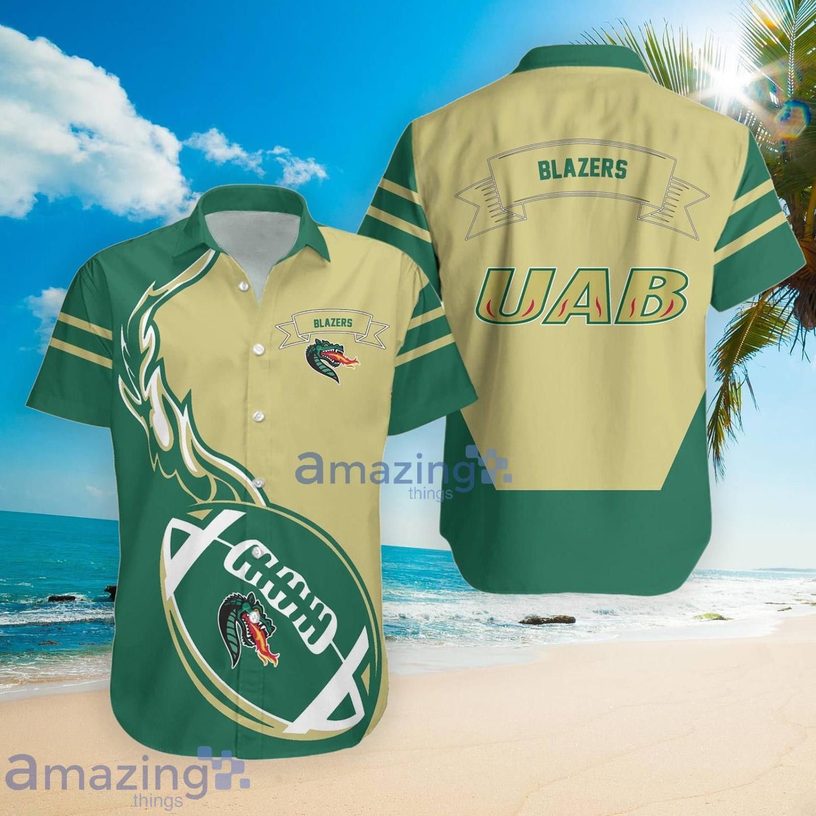 Ncaa Uab Blazers Flame Ball Trendy Hawaiian Shirt Aloha Shirt