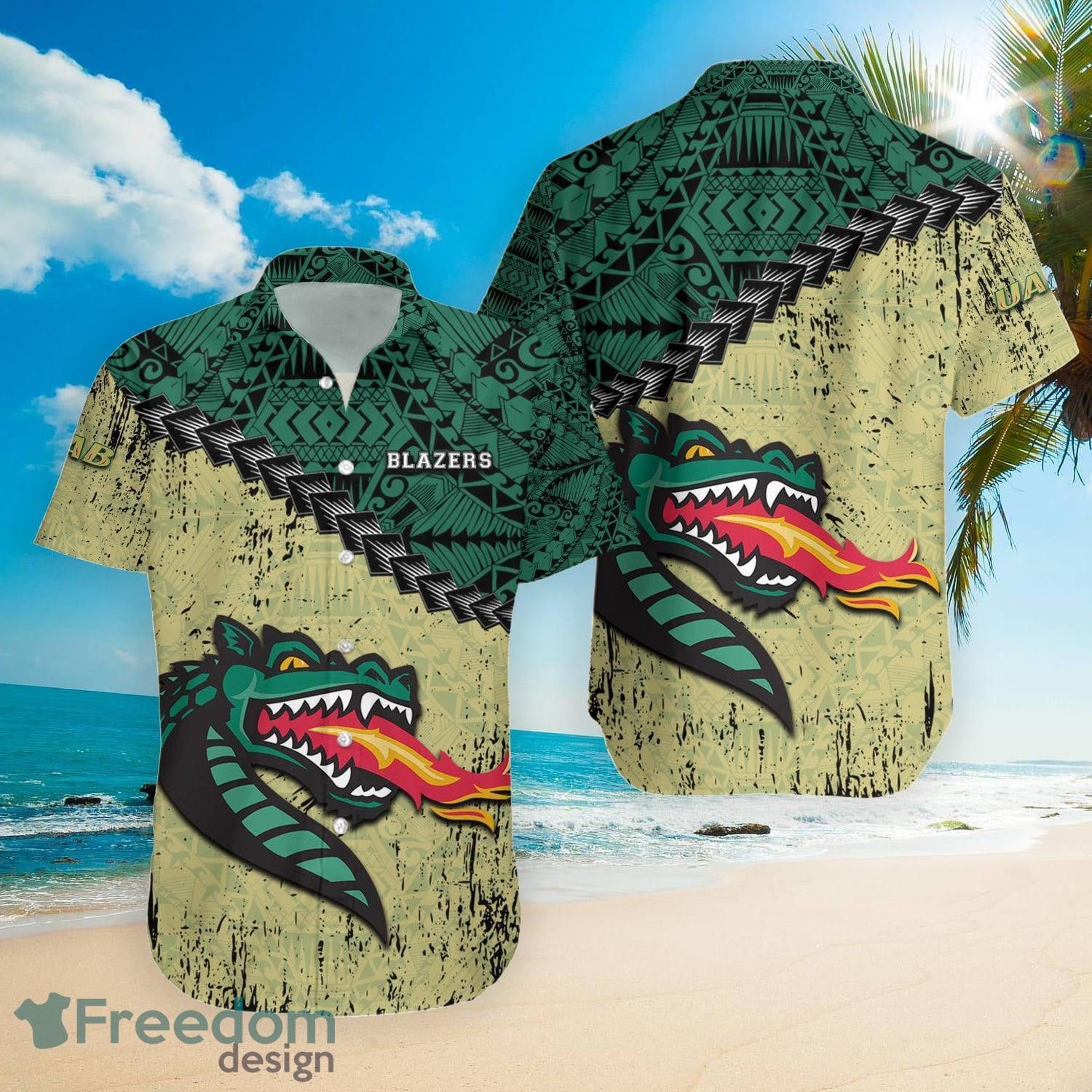 Ncaa Uab Blazers Grunge Polynesian Tattoo Trendy Hawaiian Shirt Aloha Shirt