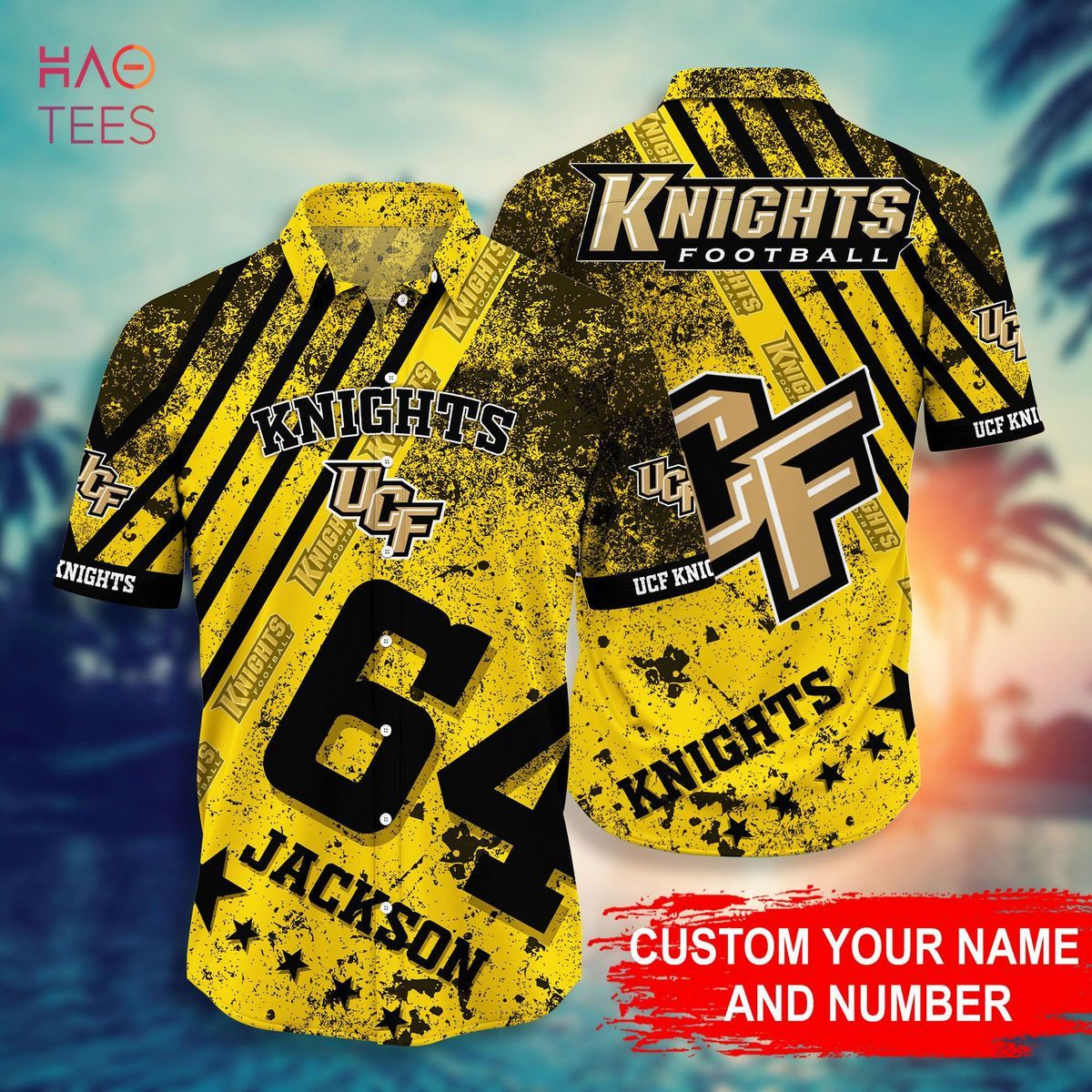 Ncaa Ucf Knights Custom Name Number Gold Trendy Hawaiian Shirt Aloha Shirt Ncaa Ucf Knights Custom Name Number Gold Trendy Hawaiian Shirt Aloha Shirt