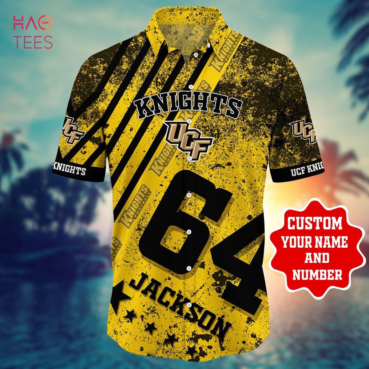 Ncaa Ucf Knights Custom Name Number Gold Trendy Hawaiian Shirt Aloha Shirt