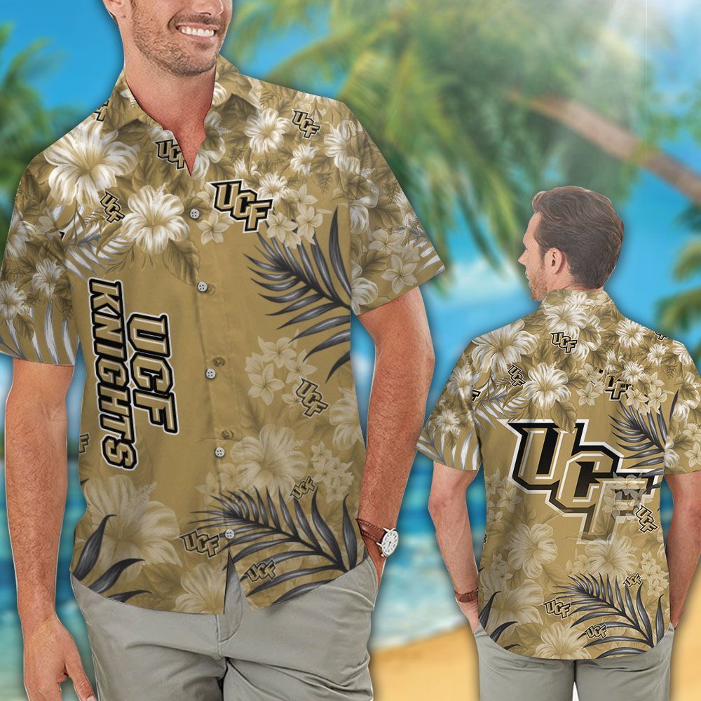 Ncaa Ucf Knights Gold Flowers Trendy Hawaiian Shirt Aloha Shirt