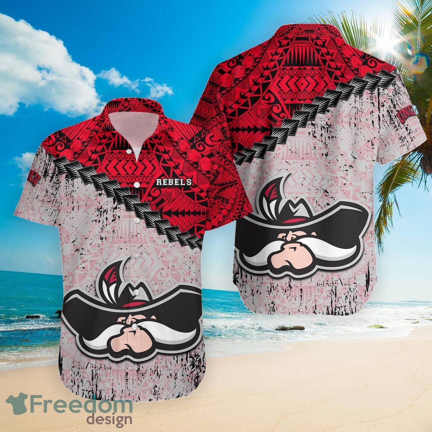 NCAA Unlv Rebels Grunge Polynesian Tattoo Hawaiian Shirt