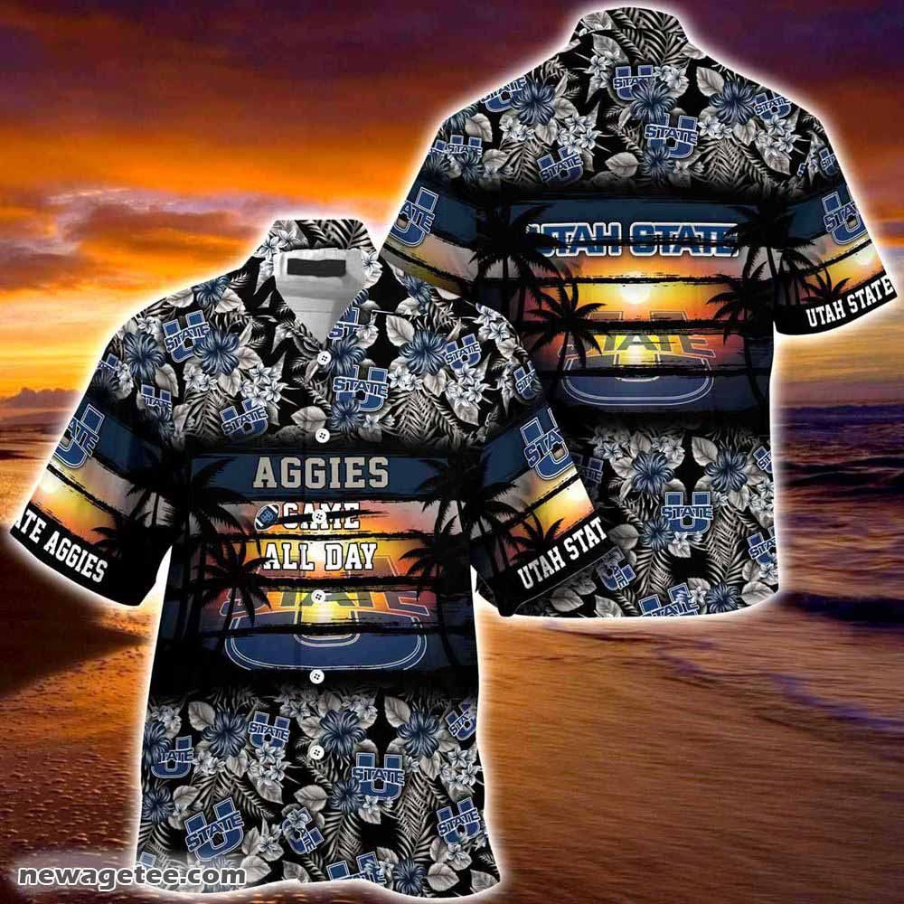 Ncaa Utah State Aggies Hibiscus Pattern Trendy Hawaiian Shirt Aloha Shirt