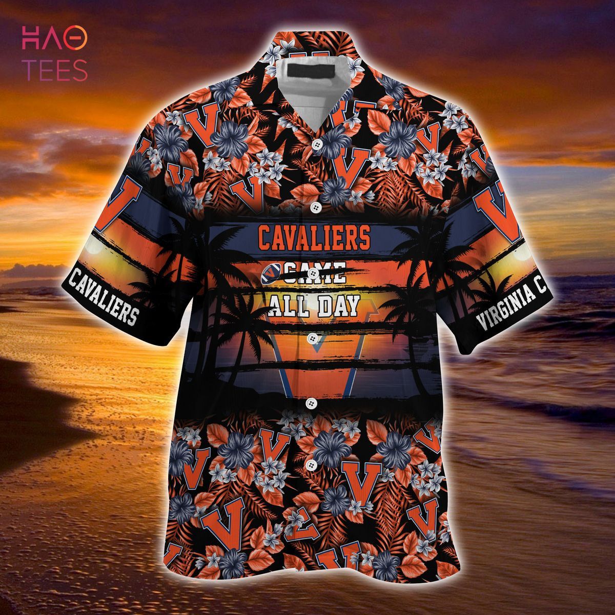Ncaa Virginia Cavaliers Blue Orange Trendy Hawaiian Shirt V4 Aloha Shirt