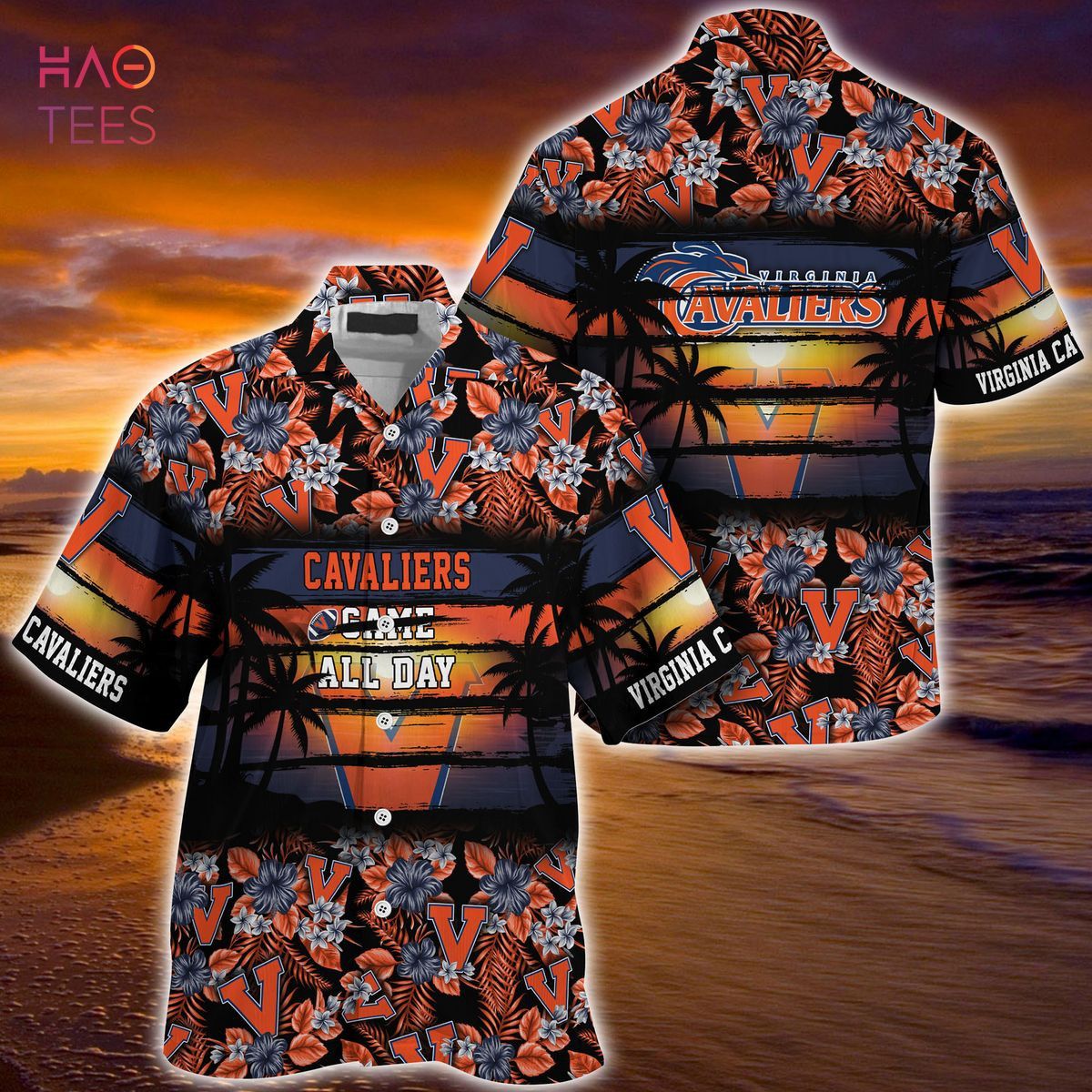 Ncaa Virginia Cavaliers Blue Orange Trendy Hawaiian Shirt V4 Aloha Shirt