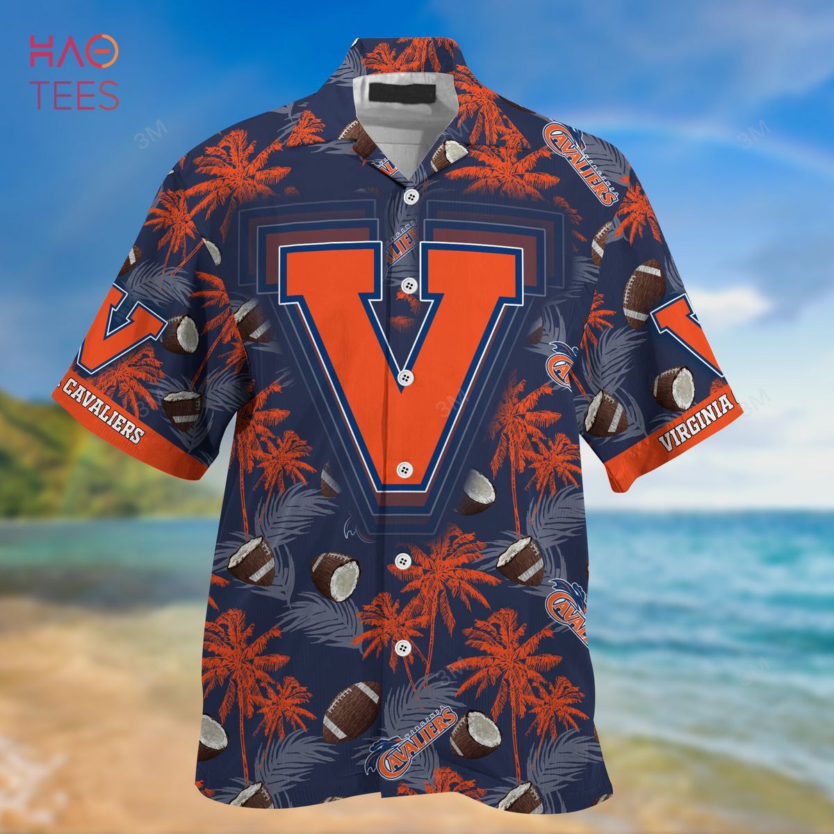 Ncaa Virginia Cavaliers Coconut Blue Orange Trendy Hawaiian Shirt Aloha Shirt