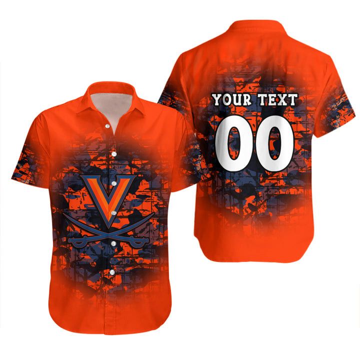 Ncaa Virginia Cavaliers Custom Text Number Orange Trendy Hawaiian Shirt V3 Aloha Shirt