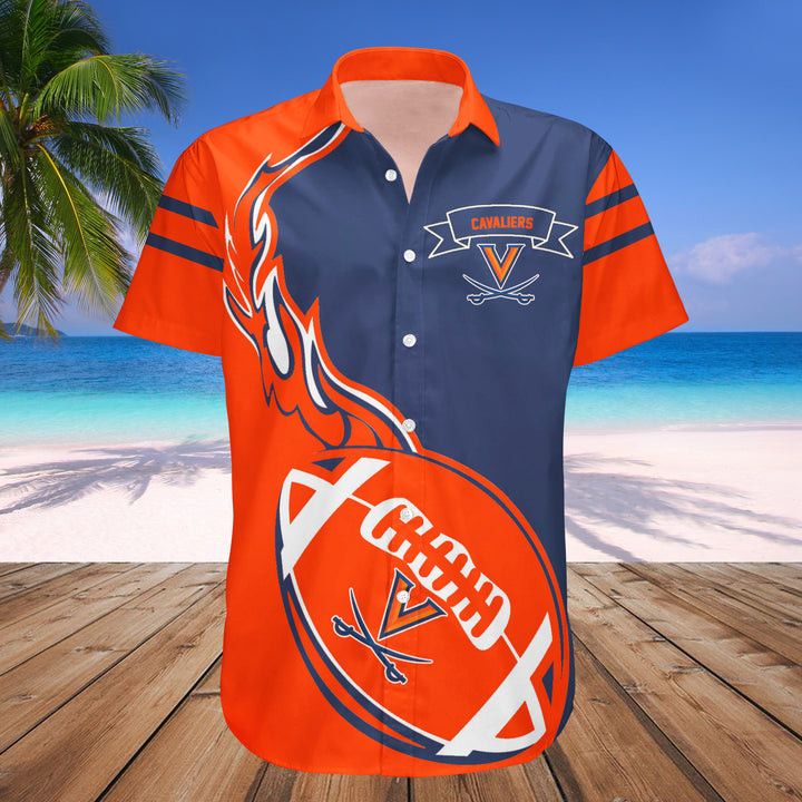 Ncaa Virginia Cavaliers Orange Blue Trendy Hawaiian Shirt V3 Aloha Shirt