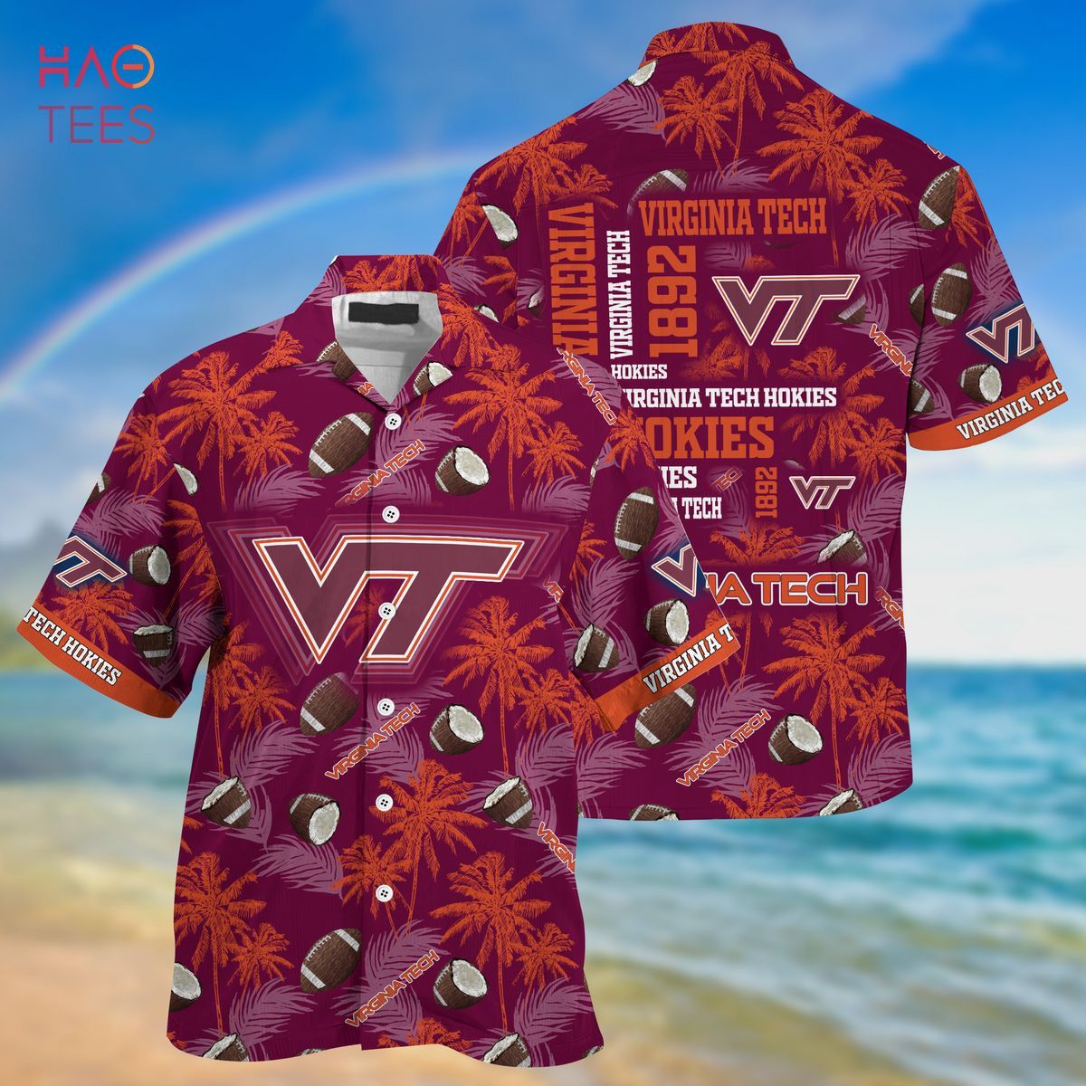 Ncaa Virginia Tech Hokies Coconut Maroon Trendy Hawaiian Shirt Aloha Shirt