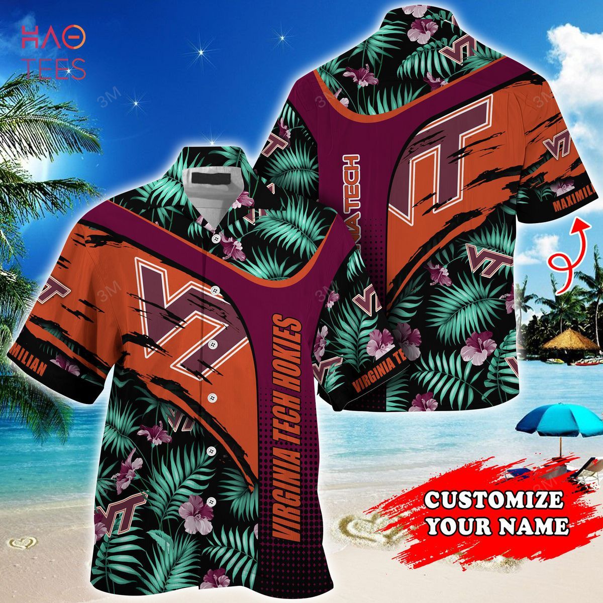 Ncaa Virginia Tech Hokies Custom Name Green Orange Trendy Hawaiian Shirt Aloha Shirt Ncaa Virginia Tech Hokies Custom Name Green Orange Trendy Hawaiian Shirt Aloha Shirt