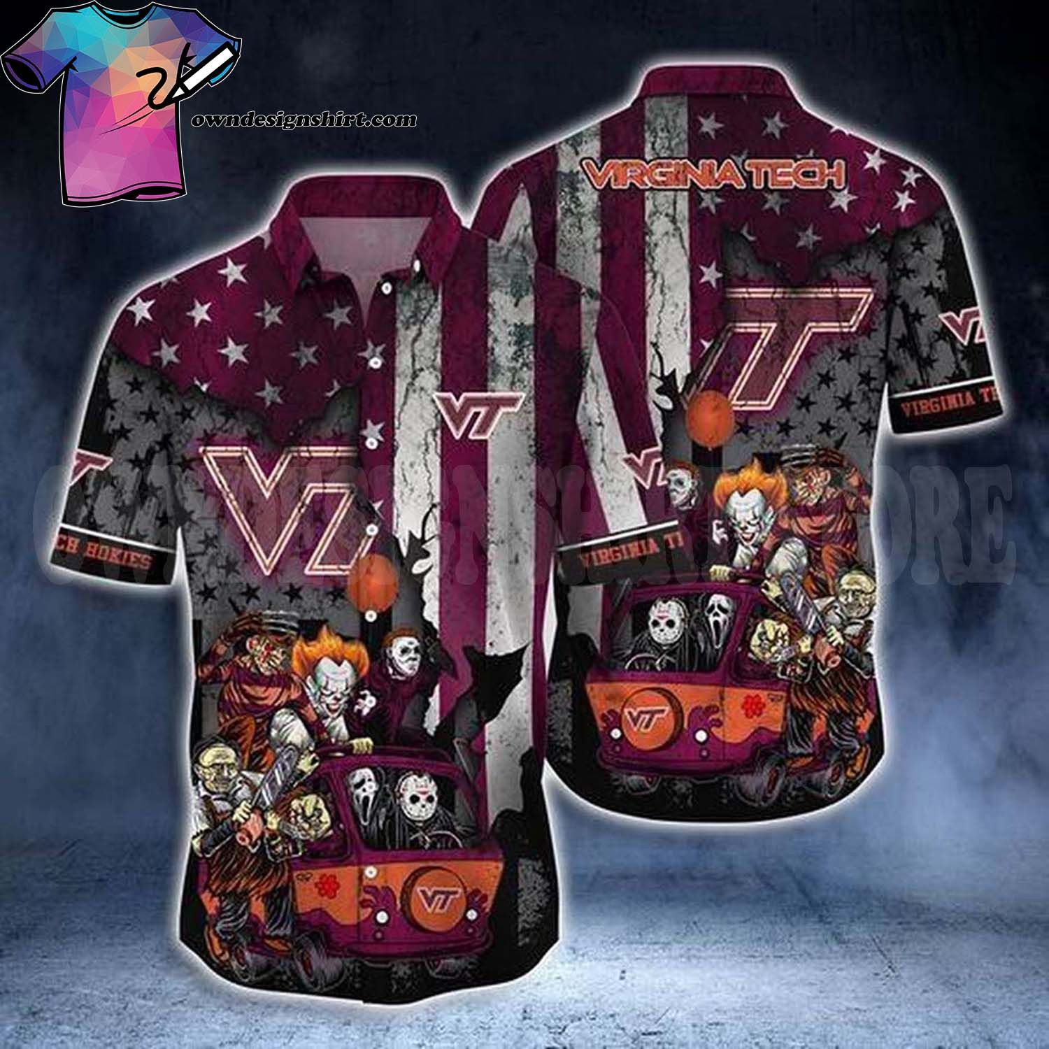 Ncaa Virginia Tech Hokies Halloween Night Trendy Hawaiian Shirt Aloha Shirt