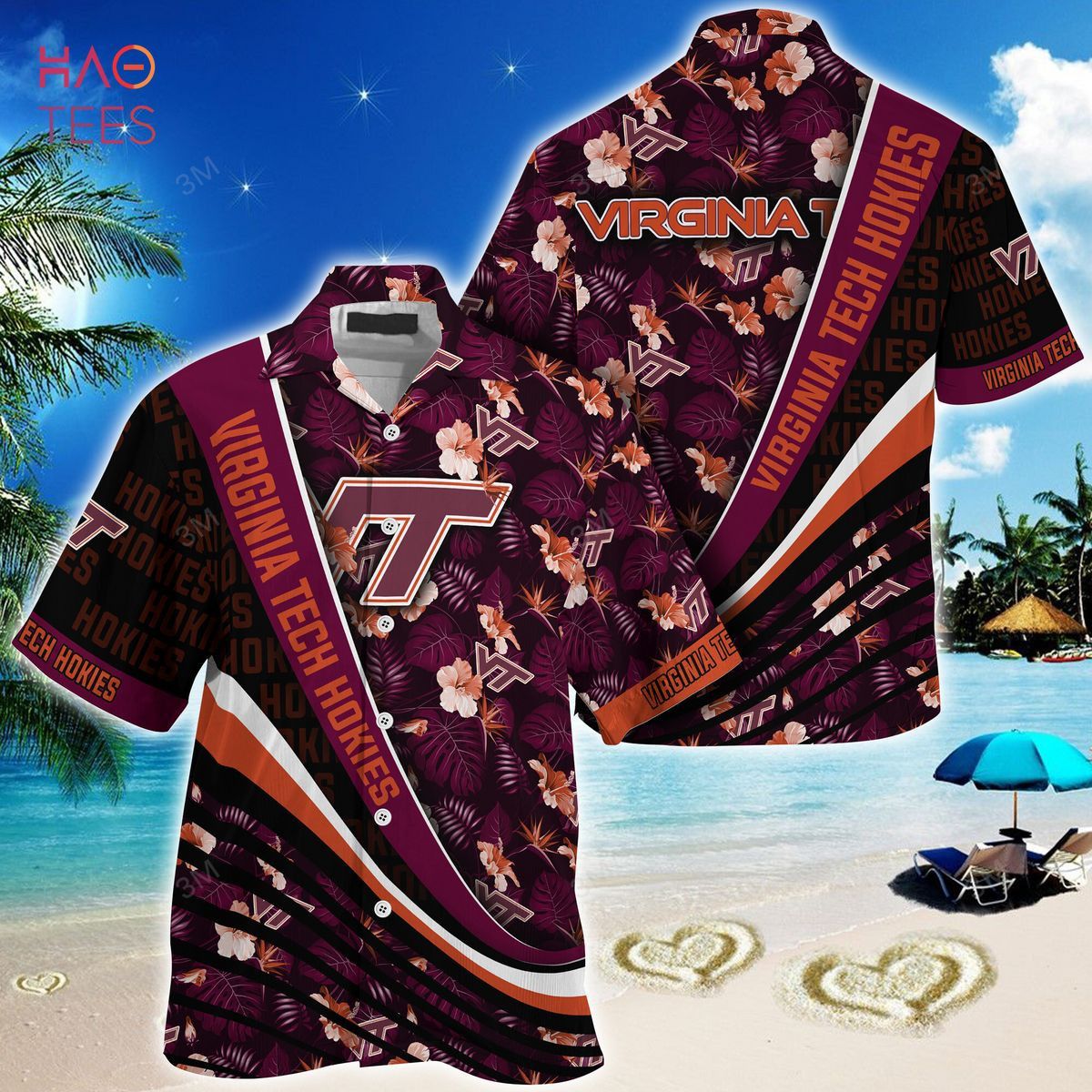 Ncaa Virginia Tech Hokies Maroon Black Trendy Hawaiian Shirt Aloha Shirt