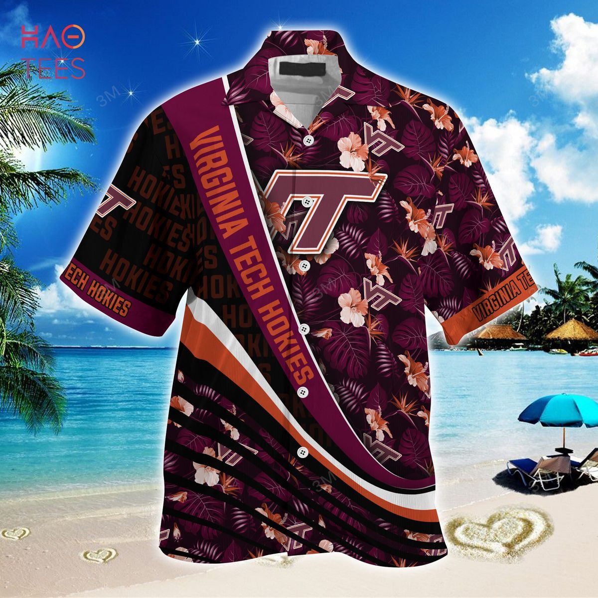 Ncaa Virginia Tech Hokies Maroon Black Trendy Hawaiian Shirt Aloha Shirt