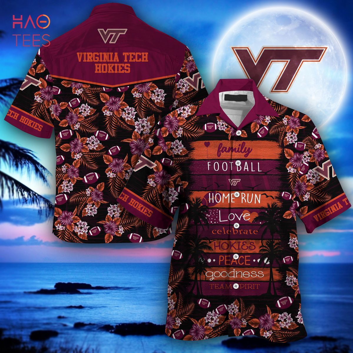 Ncaa Virginia Tech Hokies Maroon Black Trendy Hawaiian Shirt V2 Aloha Shirt