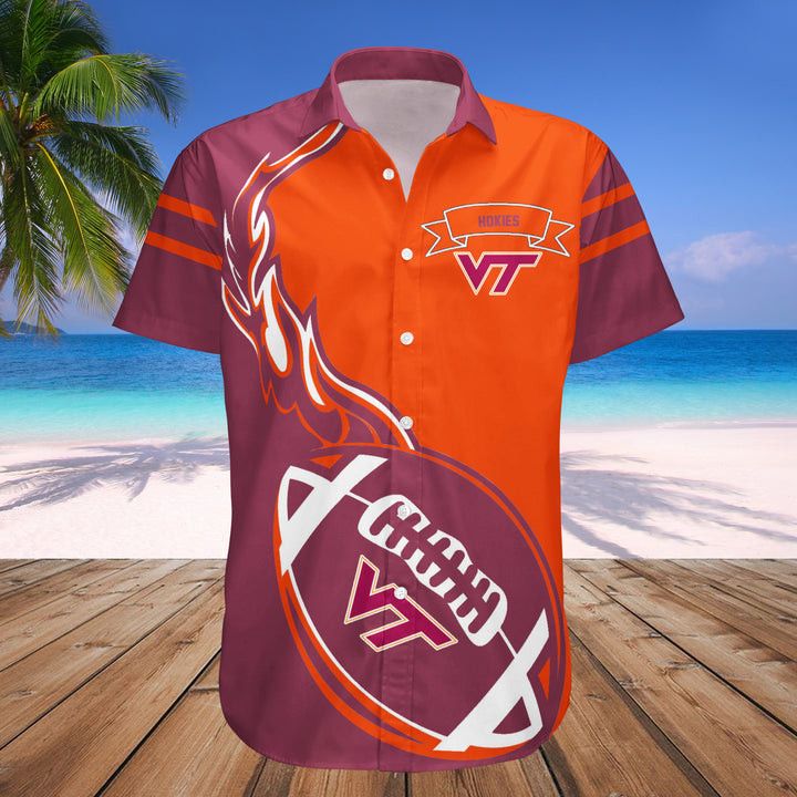 NCAA Virginia Tech Hokies Orange Maroon Hawaiian Shirt V11 Aloha Shirt