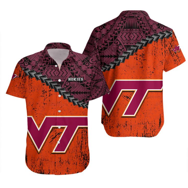 Ncaa Virginia Tech Hokies Orange Maroon Trendy Hawaiian Shirt V12 Aloha Shirt