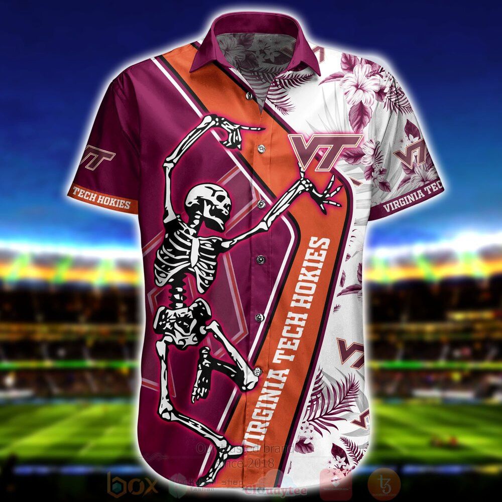 Ncaa Virginia Tech Hokies Skeleton Trendy Hawaiian Shirt Aloha Shirt