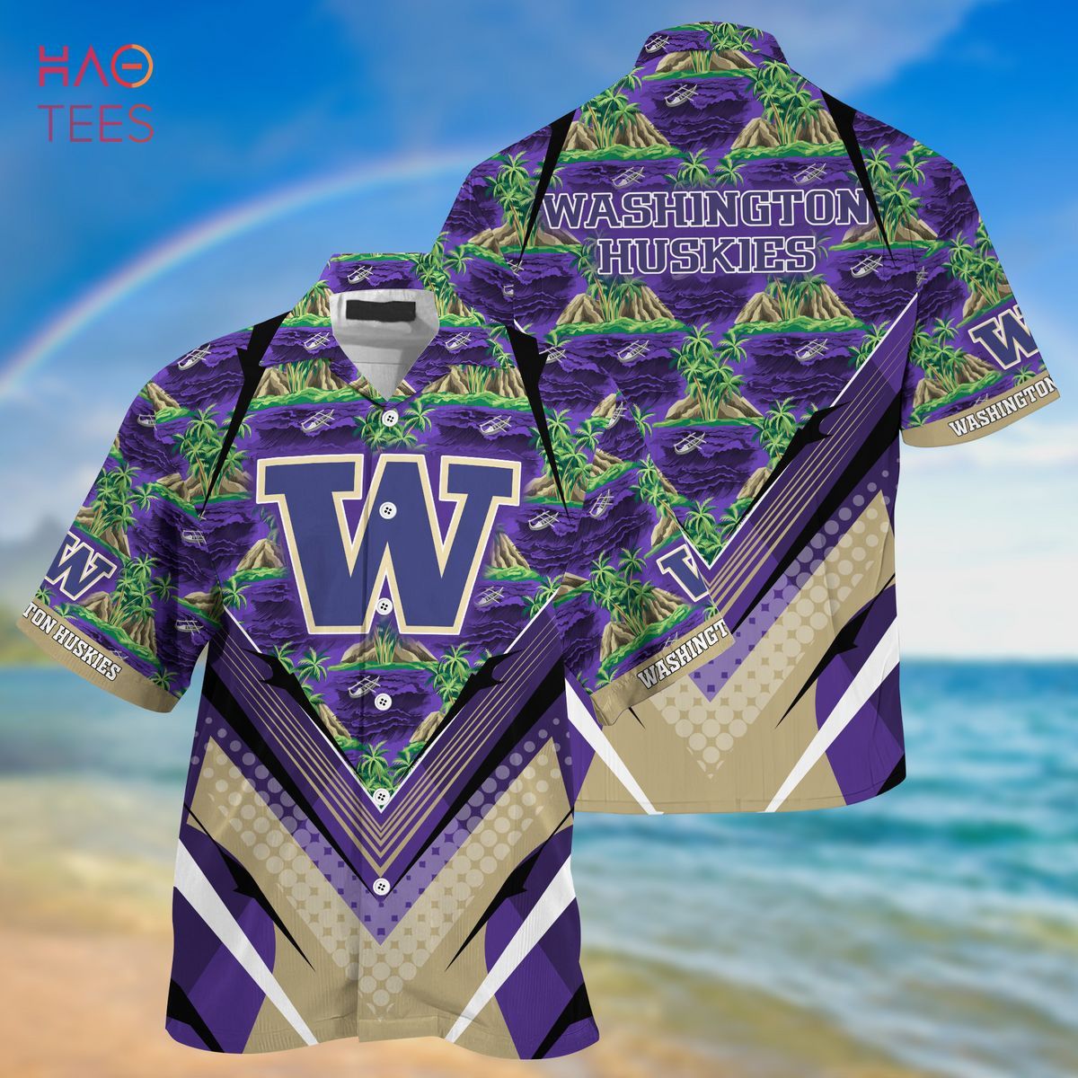 Ncaa Washington Huskies Green Purple Trendy Hawaiian Shirt Aloha Shirt Ncaa Washington Huskies Green Purple Trendy Hawaiian Shirt Aloha Shirt