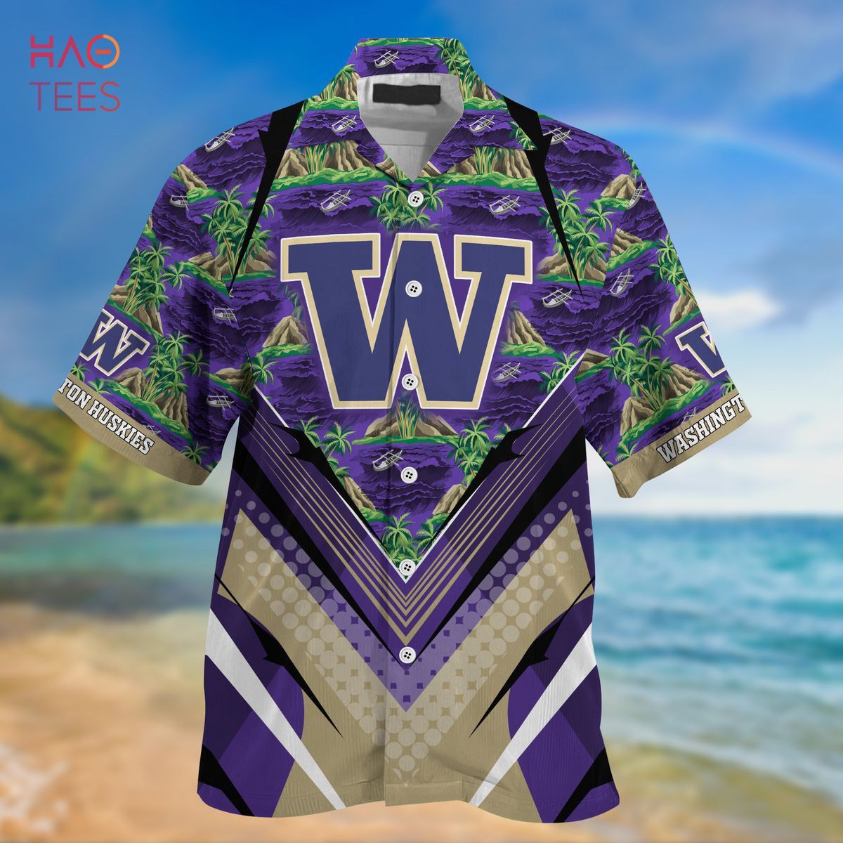 Ncaa Washington Huskies Green Purple Trendy Hawaiian Shirt Aloha Shirt