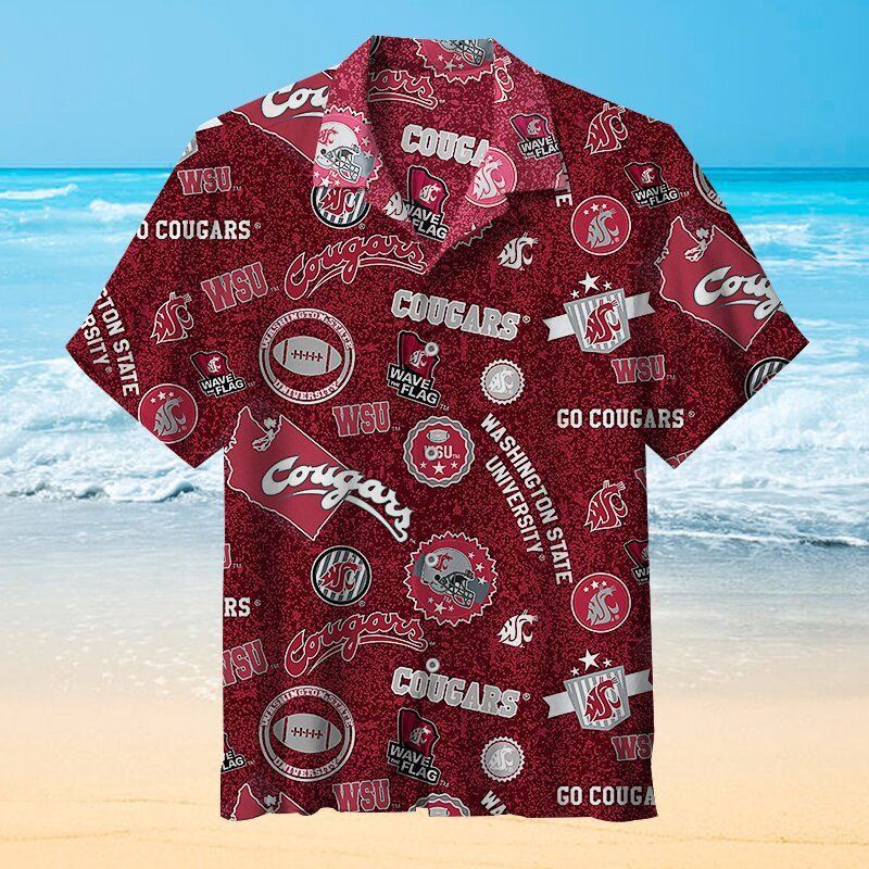 Ncaa Washington State Cougars Red Go Cougars Limited Trendy Hawaiian Shirt Aloha Shirt
