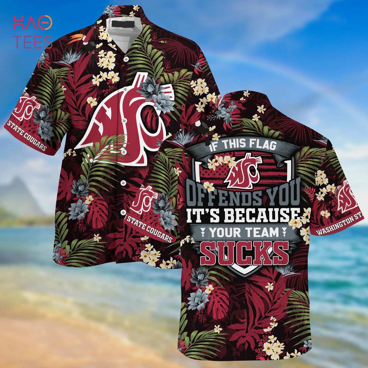 NCAA Washington State Cougars Tropical Flowers Your Team Hawaiian Shirt