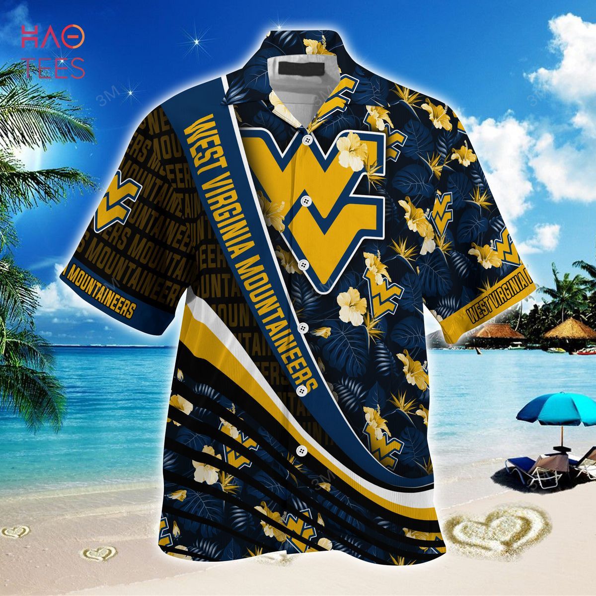 Ncaa West Virginia Mountaineers Black Blue Trendy Hawaiian Shirt V2 Aloha Shirt