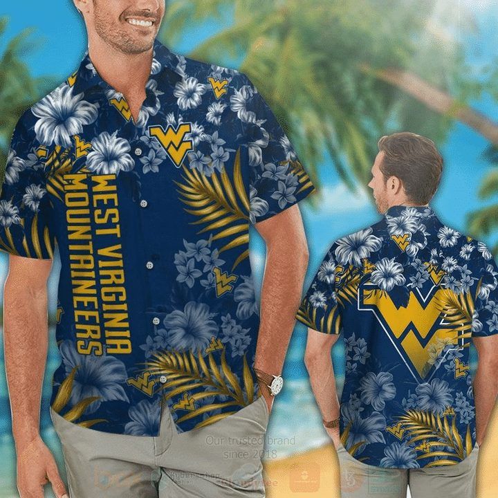 Ncaa West Virginia Mountaineers Blue Flowers Trendy Hawaiian Shirt Aloha Shirt