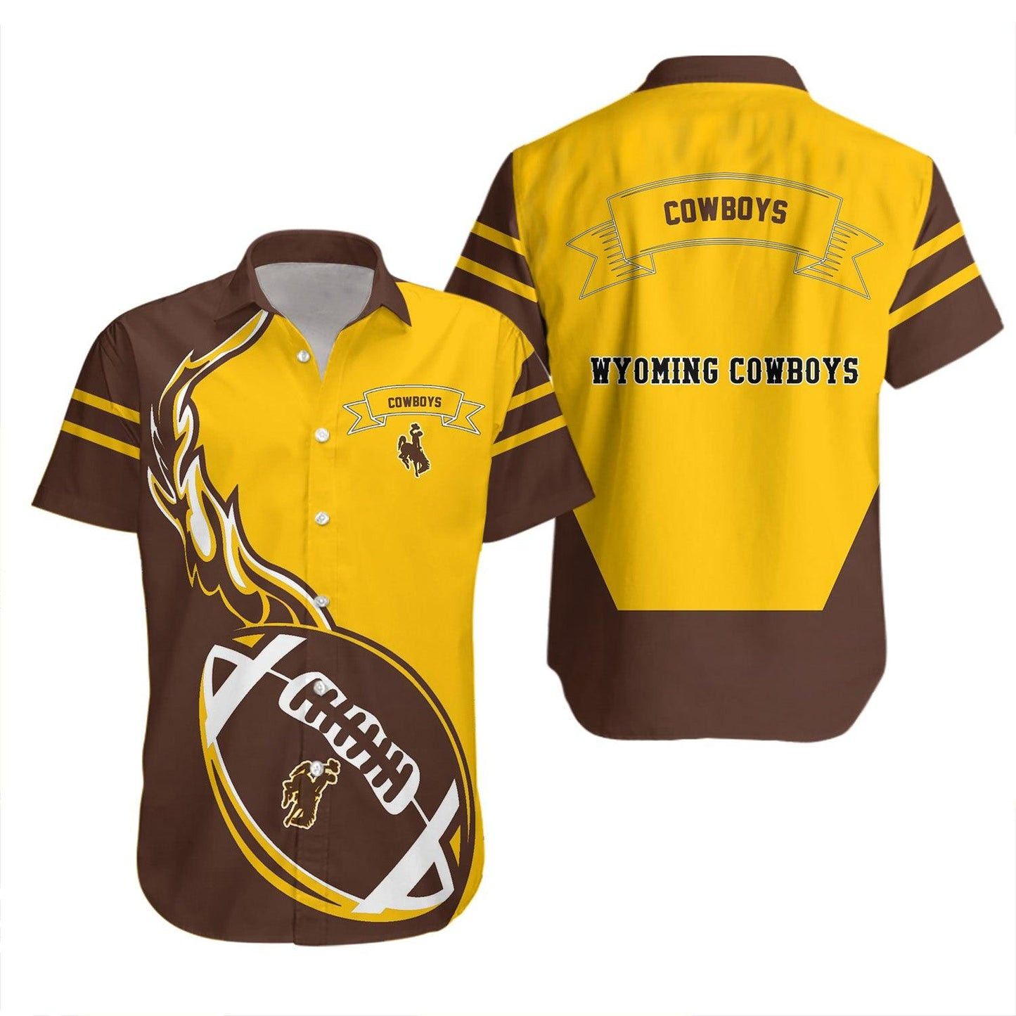 Ncaa Wyoming Cowboys Flame Ball Trendy Hawaiian Shirt Aloha Shirt