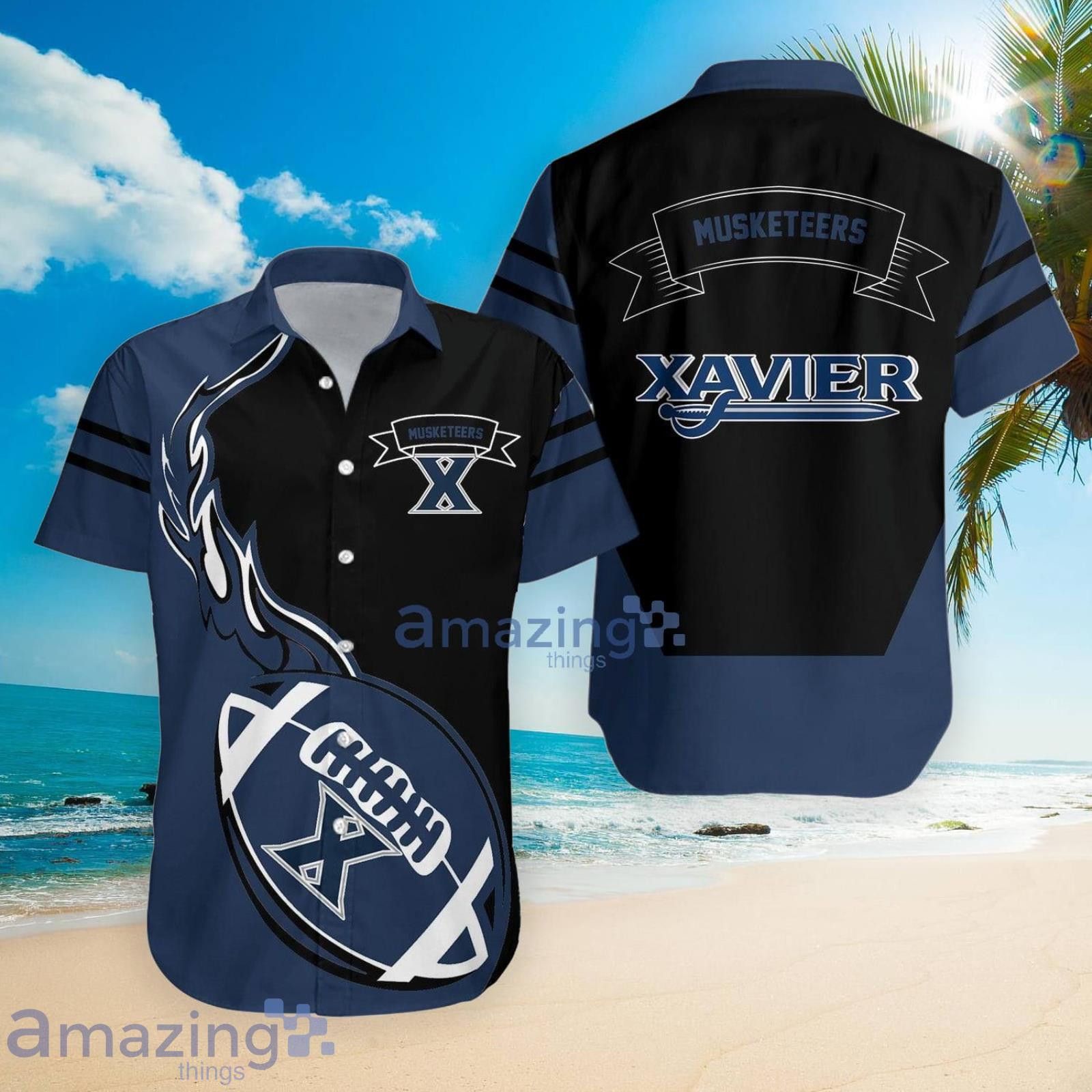 Ncaa Xavier Musketeers Flame Ball Trendy Hawaiian Shirt Aloha Shirt