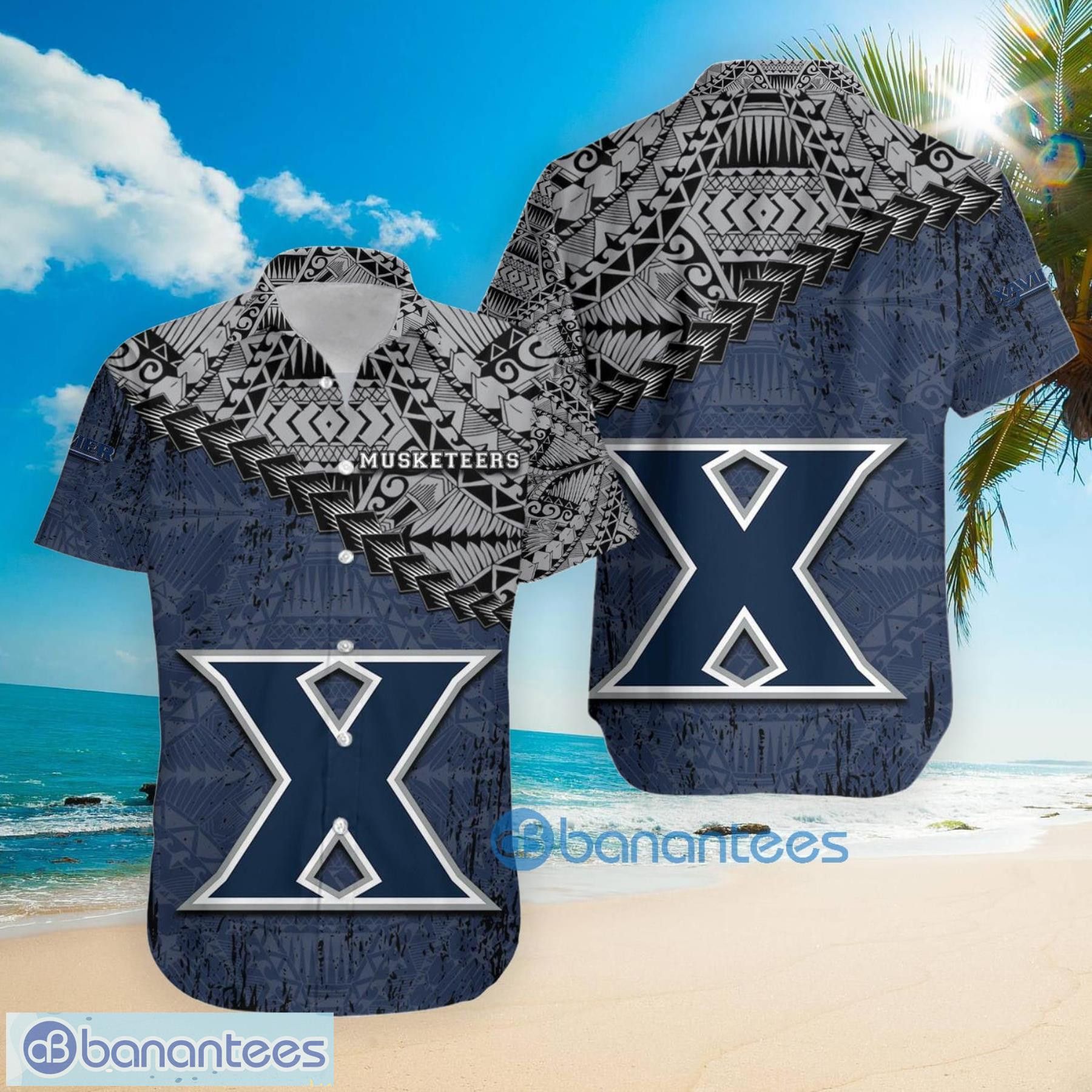 Ncaa Xavier Musketeers Grunge Polynesian Tattoo Trendy Hawaiian Shirt Aloha Shirt