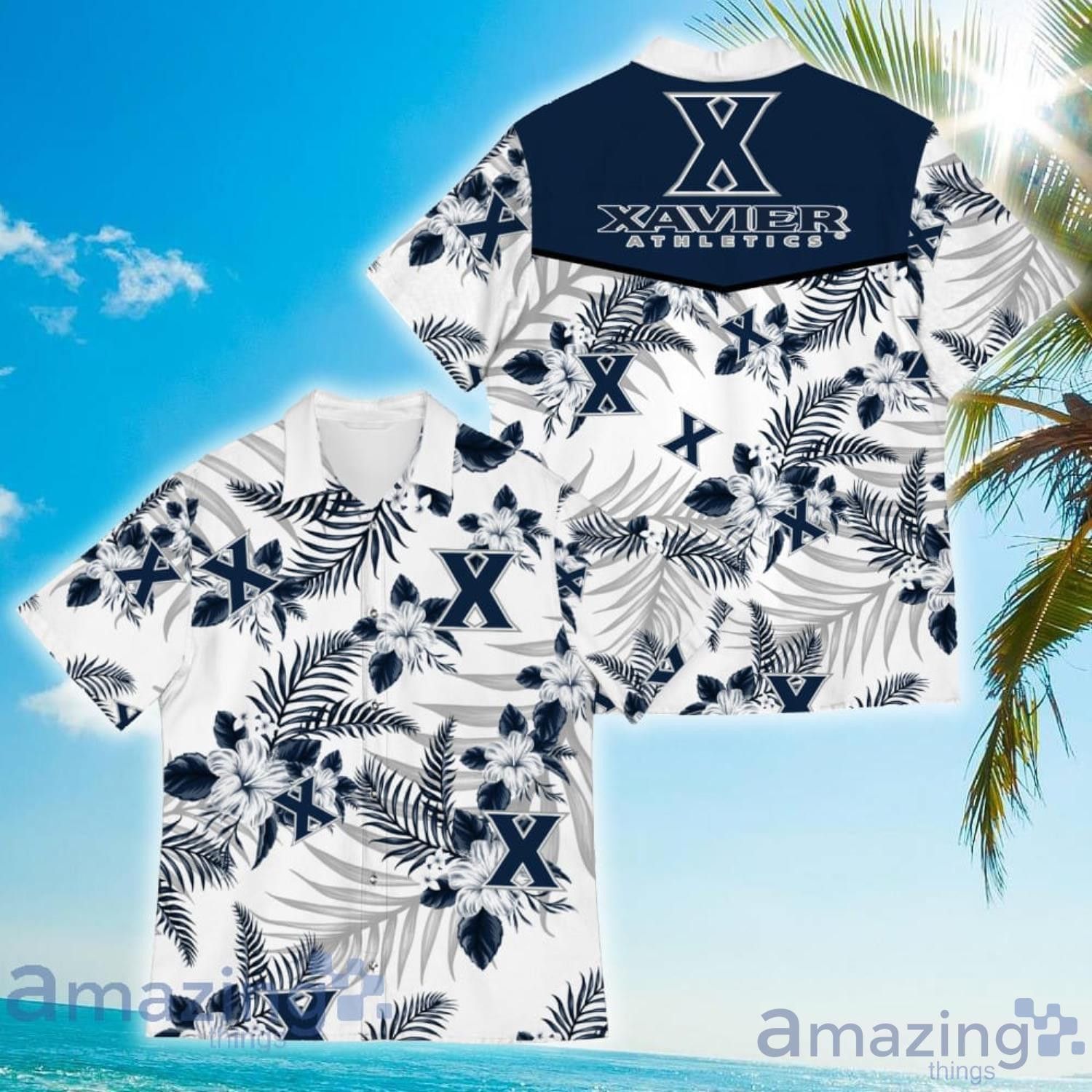 NCAA Xavier Musketeers Tropical Flower Hawaiian Shirt