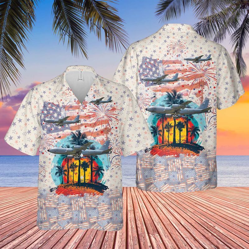 Nebraska Air National Guard 173D Air Refueling Squadron Boeing Kc-135 Stratotanker 59-1495, 4Th Of July Trendy Hawaiian Shirt