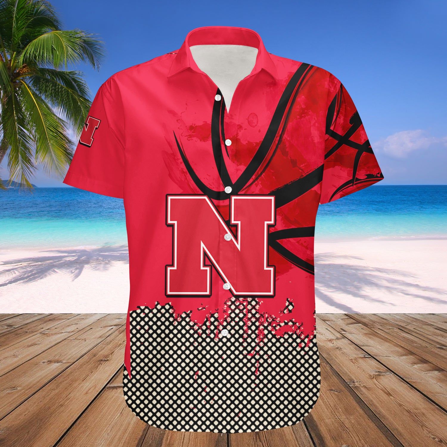 Nebraska Cornhuskers Hawaii Shirt Basketball Net Grunge Pattern – NCAA