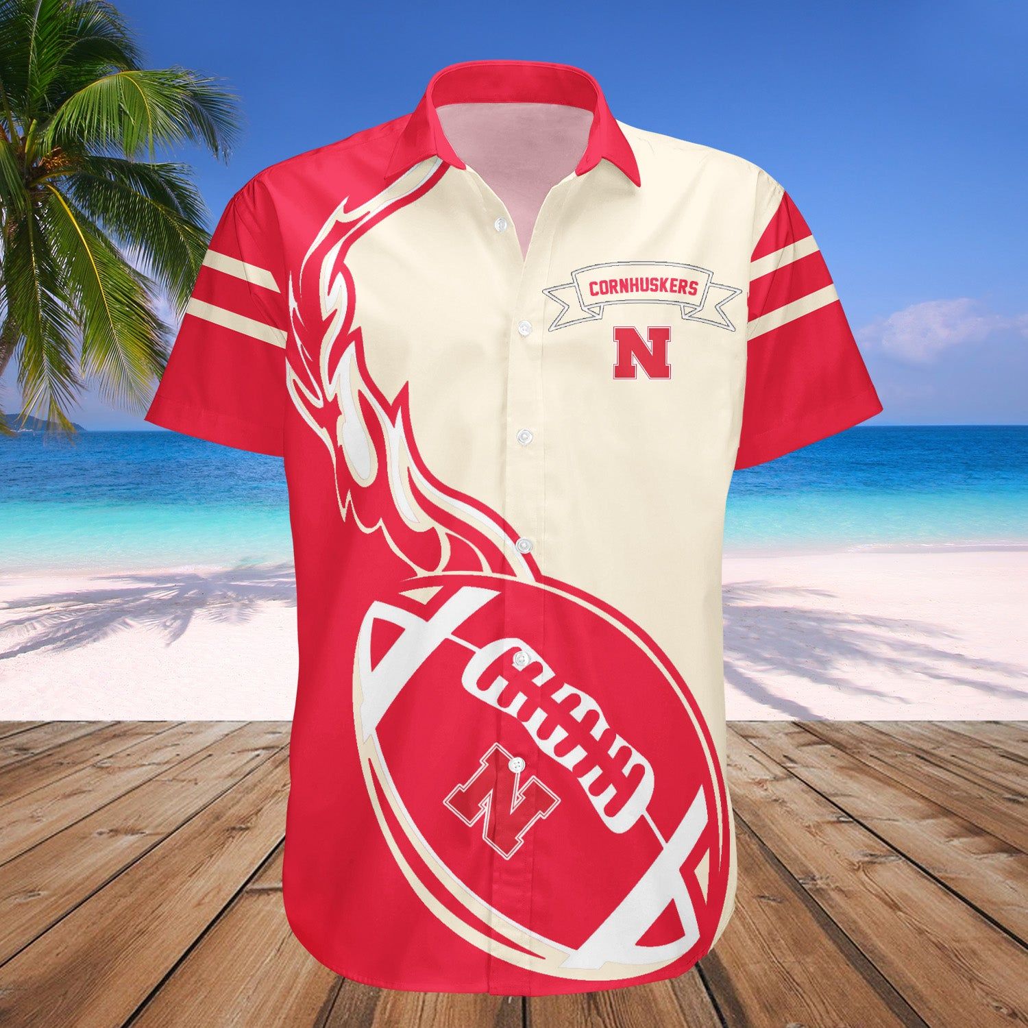 Nebraska Cornhuskers Hawaii Shirt Flame Ball – NCAA