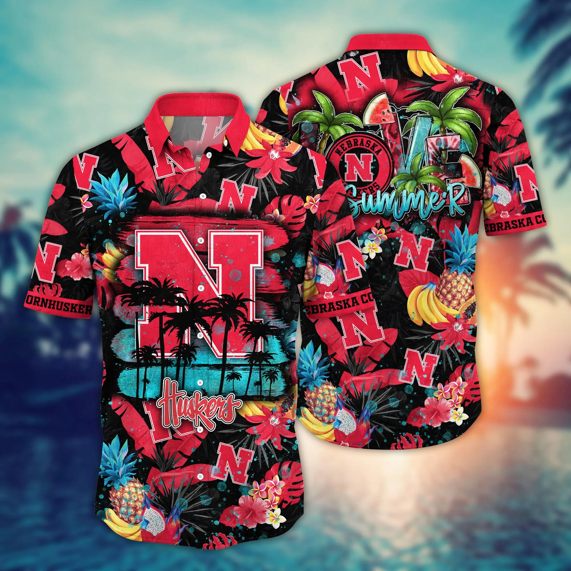 Nebraska Cornhuskers NCAA Hawaiian Shirt Beach Ballstime Aloha Shirt