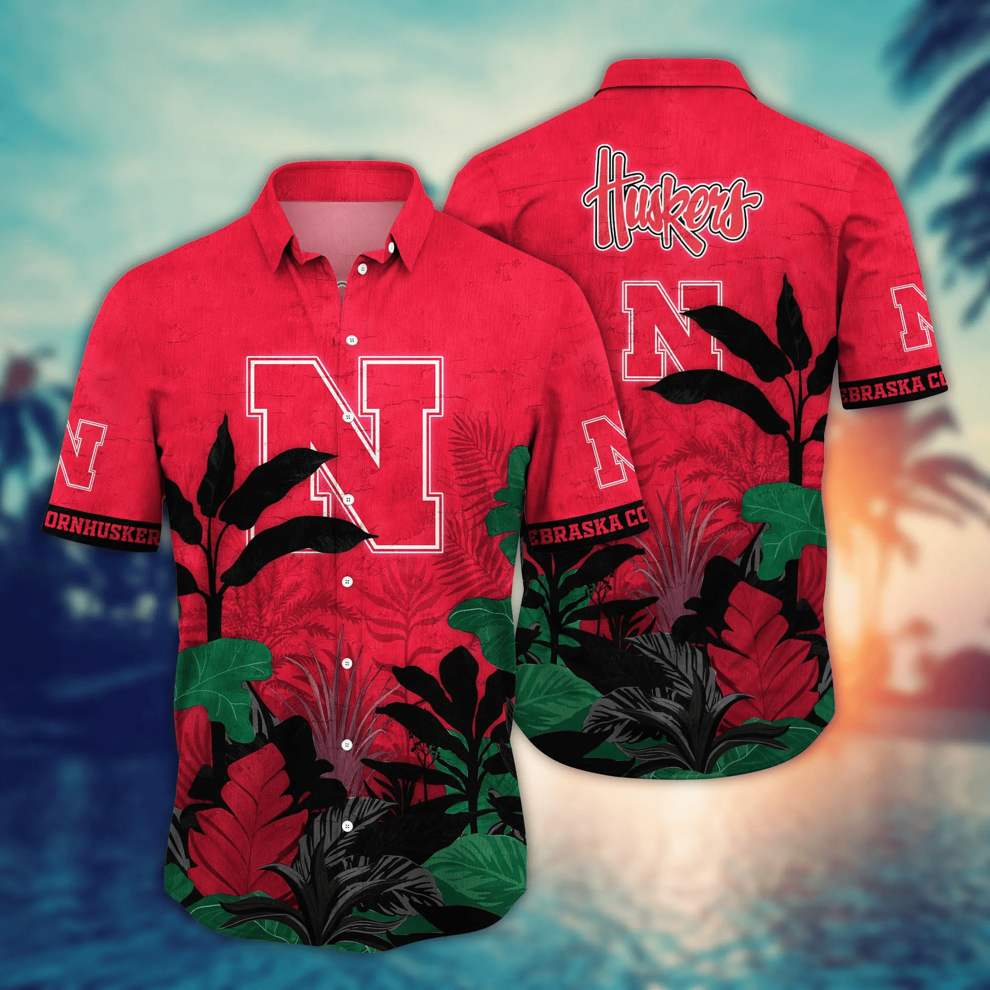 Nebraska Cornhuskers NCAA Hawaiian Shirt Sandcastles Aloha Shirt Nebraska Cornhuskers NCAA Hawaiian Shirt Sandcastles Aloha Shirt