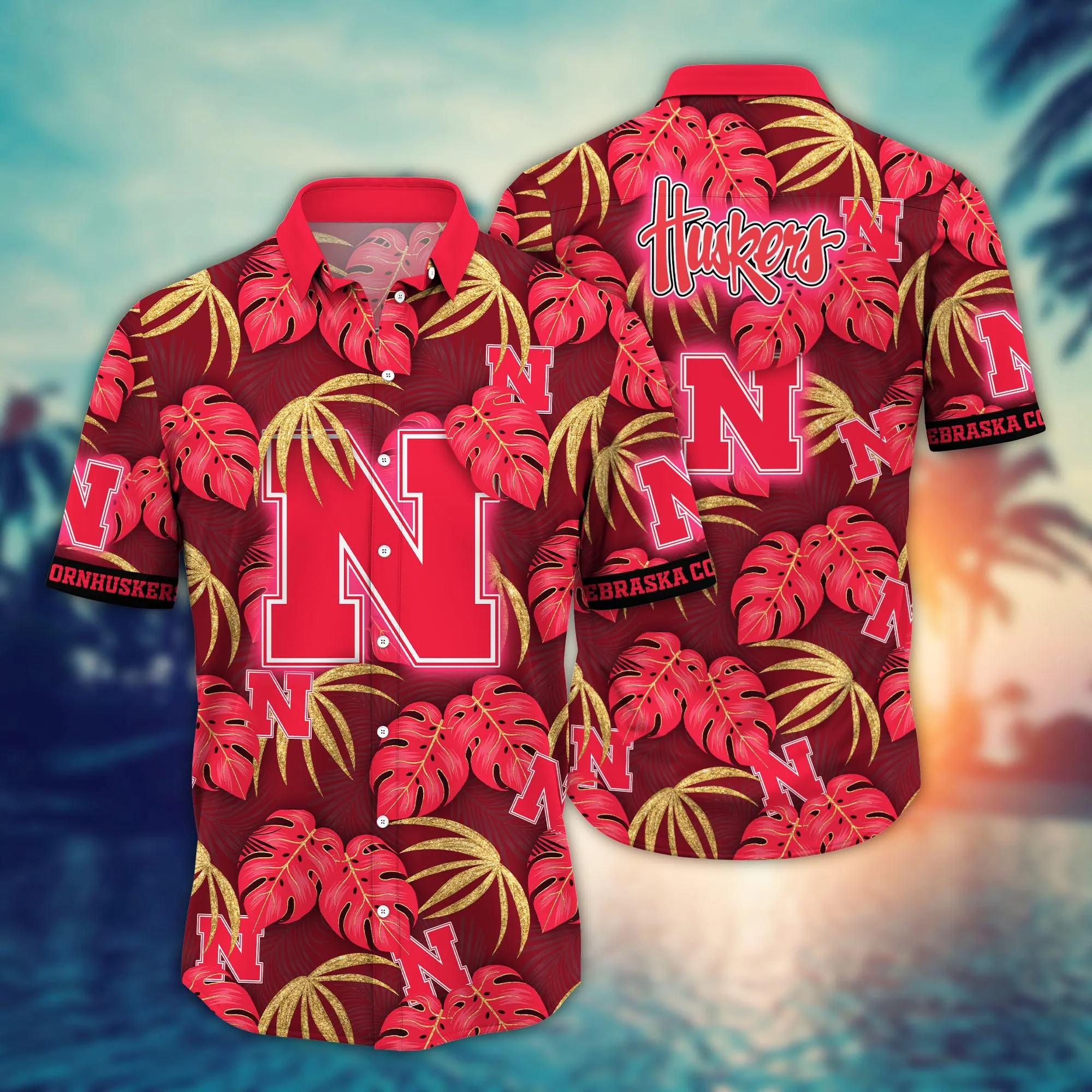 Nebraska Cornhuskers NCAA Hawaiian Shirt Tropical Aloha Shirt Nebraska Cornhuskers NCAA Hawaiian Shirt Tropical Aloha Shirt