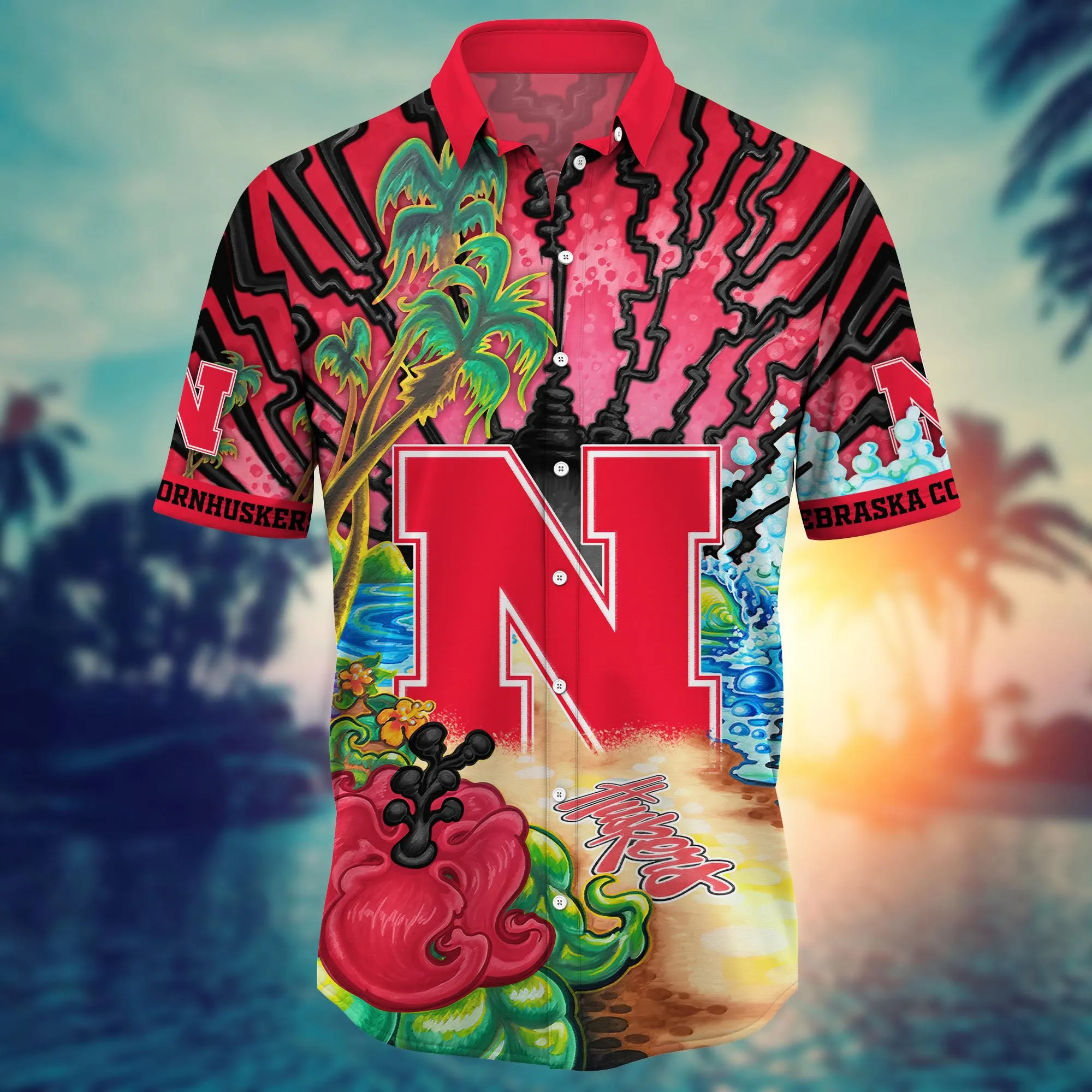 Nebraska Cornhuskers NCAA Hawaiian Shirt Vacationtime Aloha Shirt