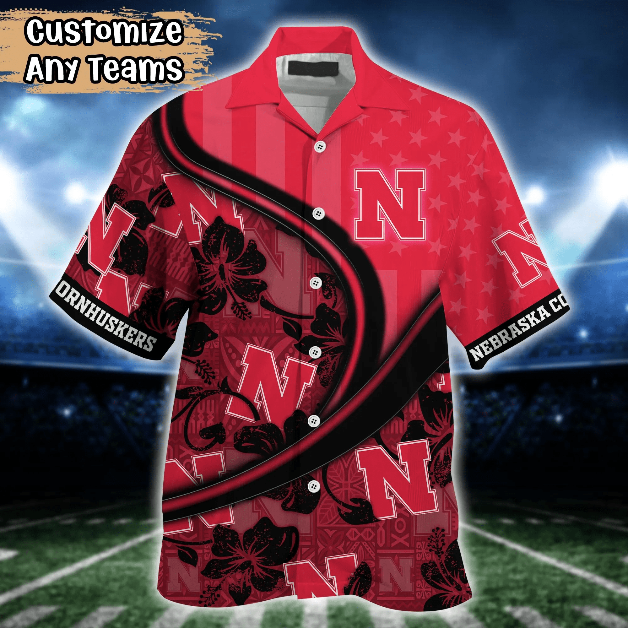 Nebraska Cornhuskers NCAA Us Flag Hawaiian Shirt Custom Summer Aloha Shirt