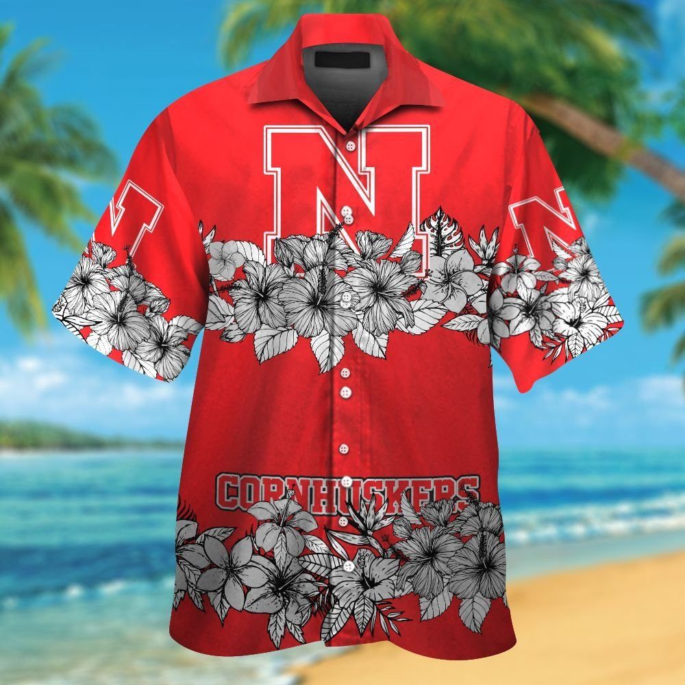 Nebraska Cornhuskers Short Sleeve Button Up Tropical Hawaiian Shirt VER010