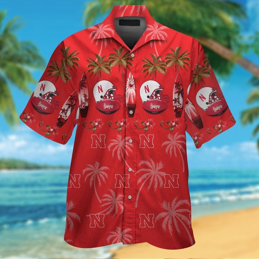 Nebraska Cornhuskers Short Sleeve Button Up Tropical Hawaiian Shirt VER012
